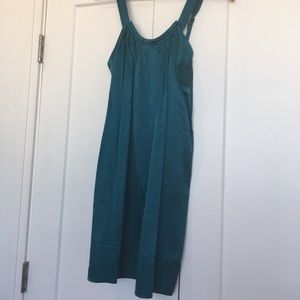 BCBGMaxAzria Teal Silk Dress w/ Pleated Neckline